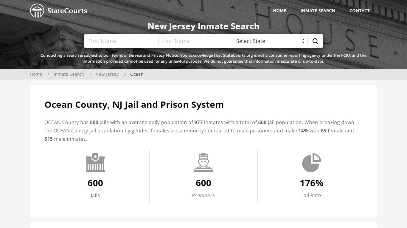 Ocean County, NJ Inmate Search - StateCourts